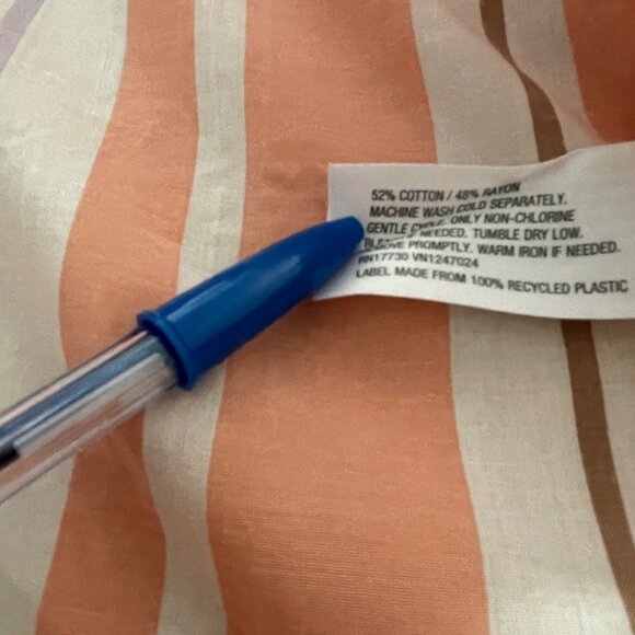 A New Day Lightweight Peach/White Striped Long Sleeve Button Up Shirt 2XL Comfy - Picture 6 of 6